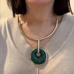 Chico’s Gold and Green Pendant Necklace